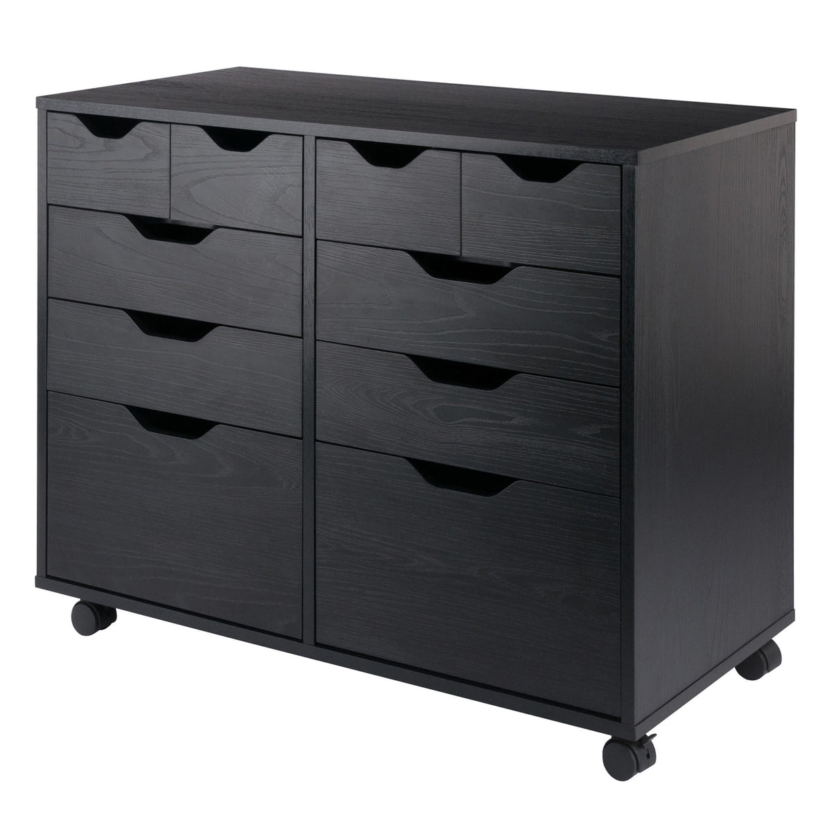 Winsome Halifax Storage Mobile Cabinets, 2 Doors, 4 Drawers, 4 Small Bins, For Home Office, Black