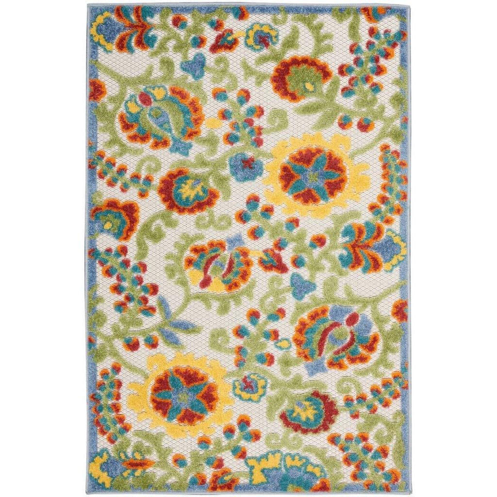 HomeRoots 479326 3 x 4 ft. Ivory Toile Non Skid Indoor & Outdoor Area Rug