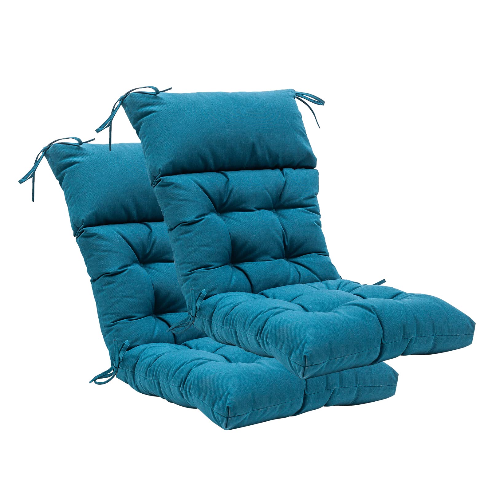 Qilloway Indoor/Outdoor High Back Chair Cushion,Spring/Summer Seasonal All Weather Replacement Cushions. (Peacock Blue)