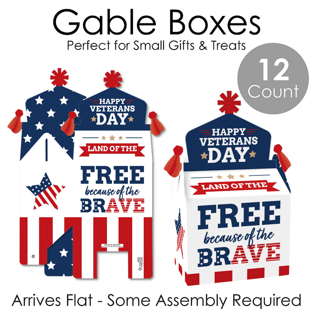 Big Dot Of Happiness Happy Veterans Day - Treat Box Party Favors - Patriotic Goodie Gable Boxes - Set Of 12