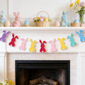 Whaline Easter Banner with String 12Pcs 3D Felt Bunny Tail Hanging Garland Pre-Assembled Spring Bunting Celebration Hanging Deco