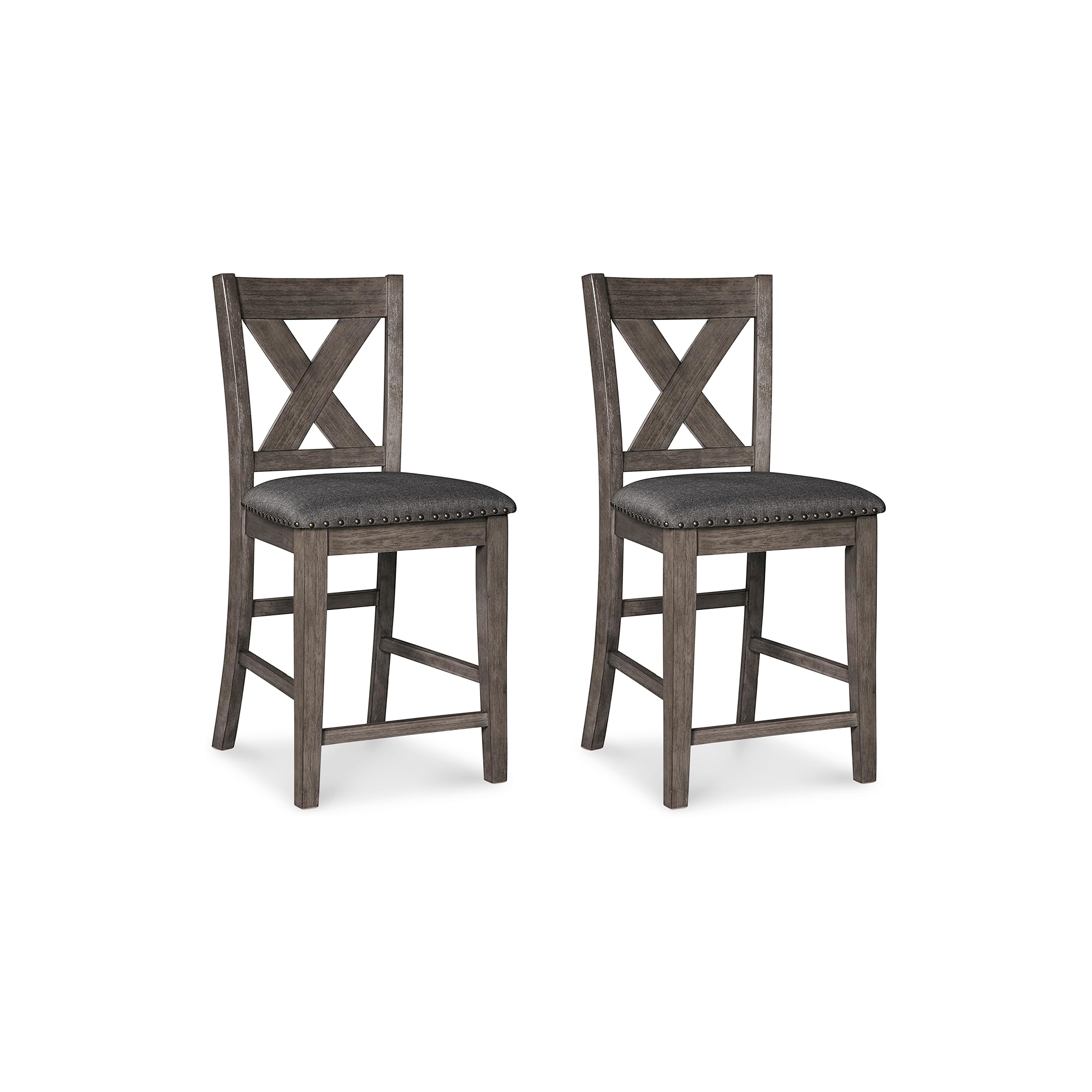 Signature Design by Ashley Caitbrook Rustic 24.63 Counter Height Upholstered Barstool, Set of 2, Gray