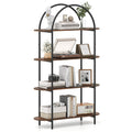 Giantex Arched Bookshelf, 4Tier Industrial Open Bookcase with Sturdy Metal Frame, Freestanding Display Storage Organizer for Li