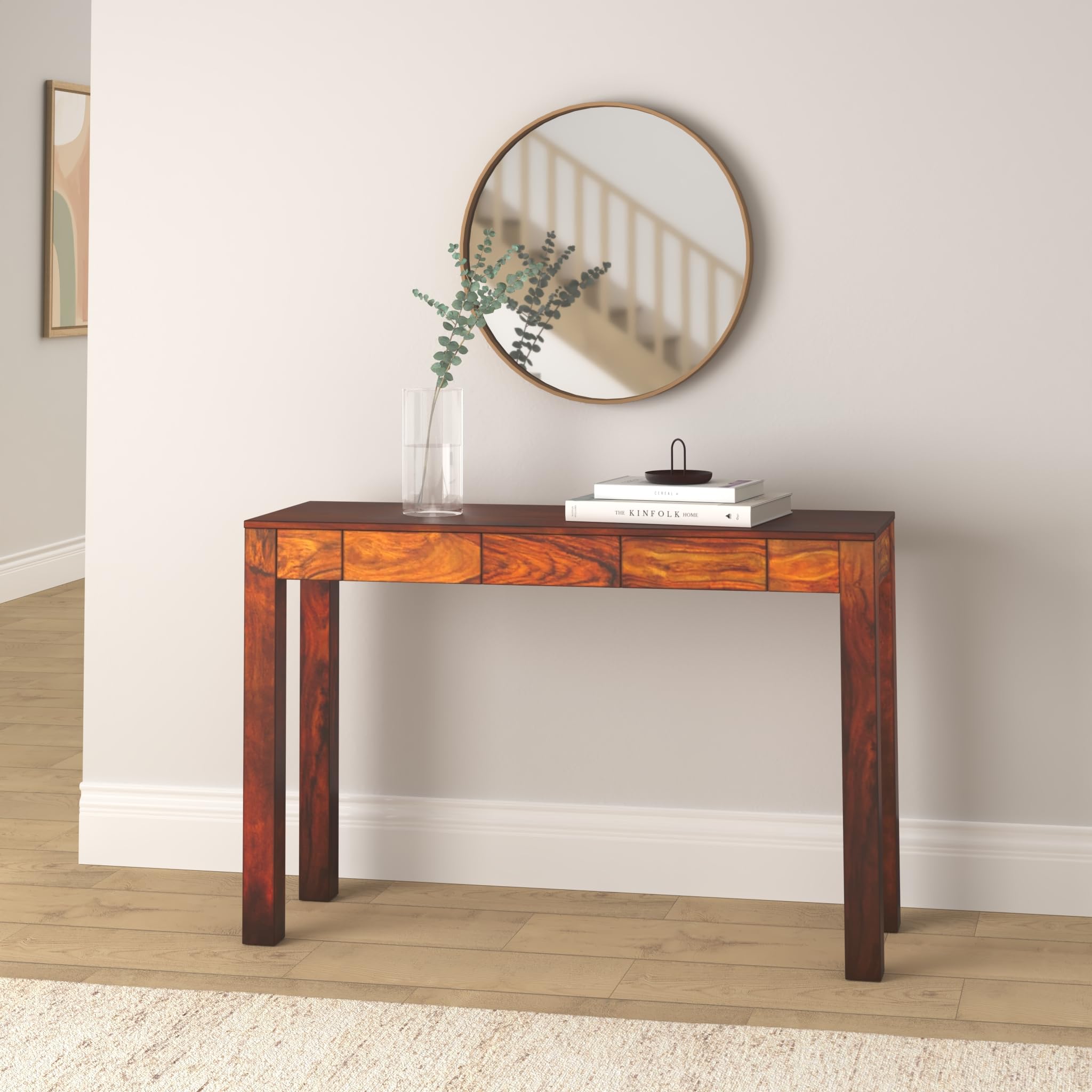 vidaXL Console Table with 3 Drawers Solid Sesham Wood Side Table
