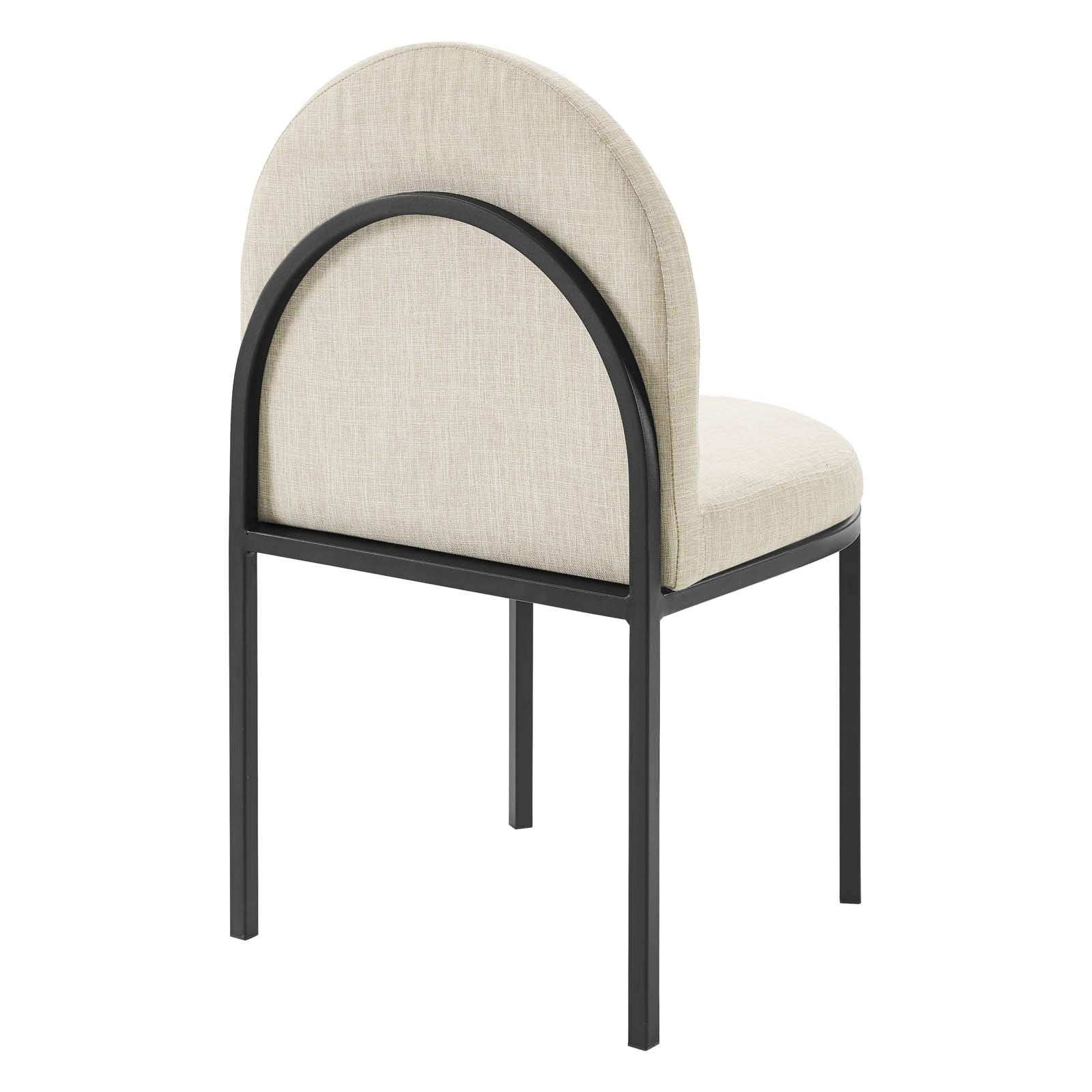 Modway Isla Channel Tufted Upholstered Fabric Dining Side Chair, Black Beige