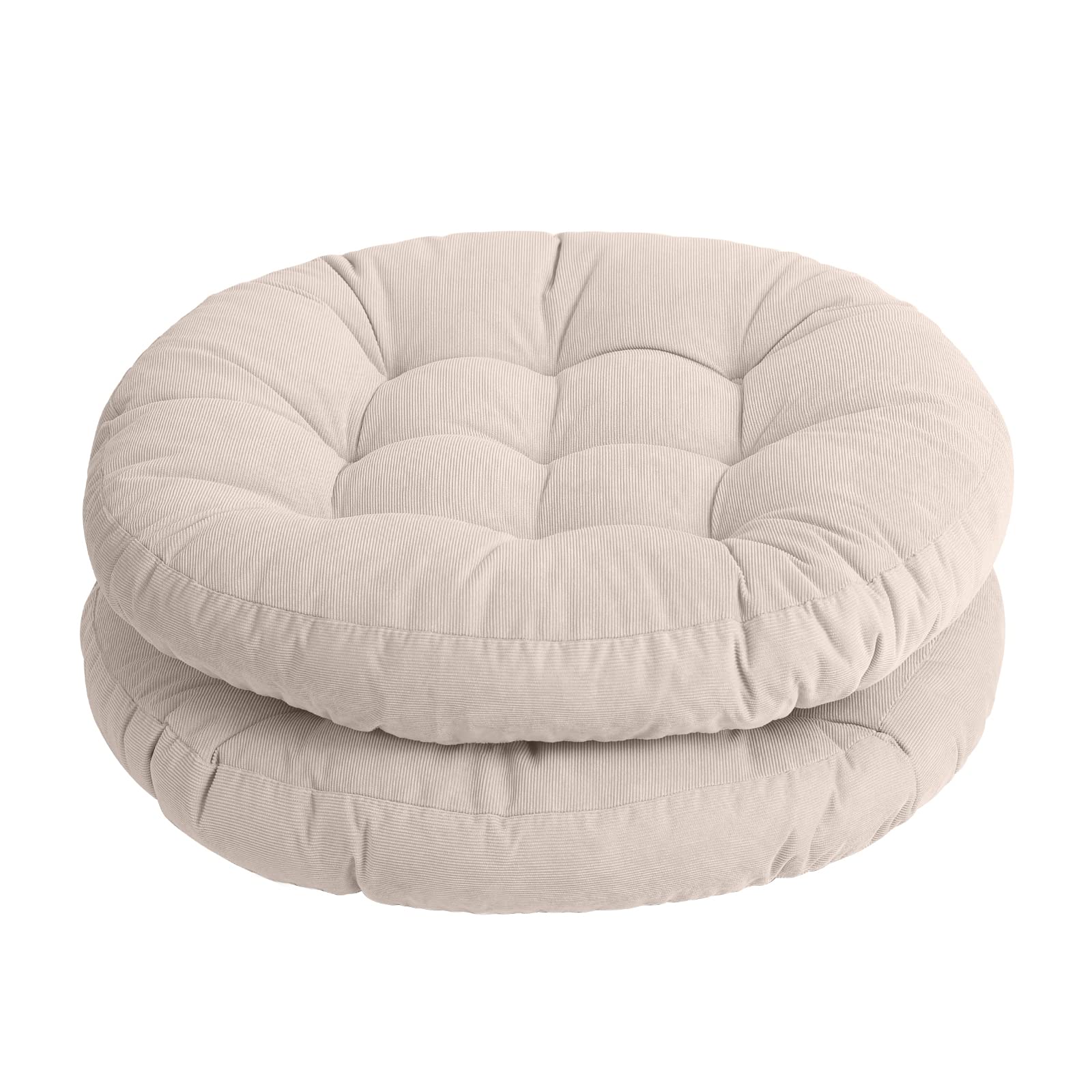 Tiita Round Office Chair Cushions 22X22 Inch Outdoor Seat Pads Set Of 2 Throw Floor Pillows For Adults Sitting Patio Garden, Bei