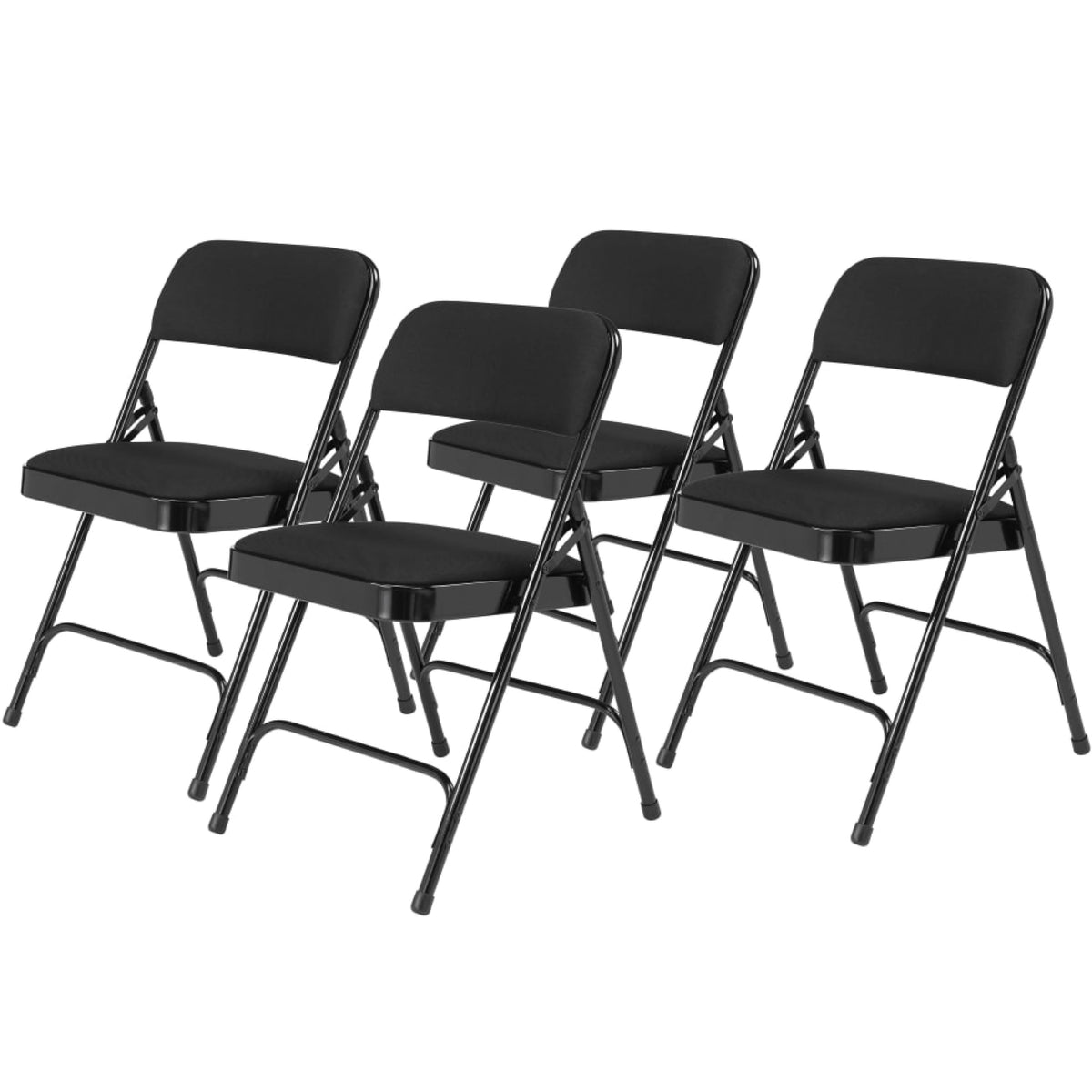 Premium Padded Portable Folding Chairs by National Public Seating – 2200 Series Upholstered, Heavy-Duty Foldable Chairs for Indoor & Outdoor Use – Set of 4, Comfortable & Durable, Black