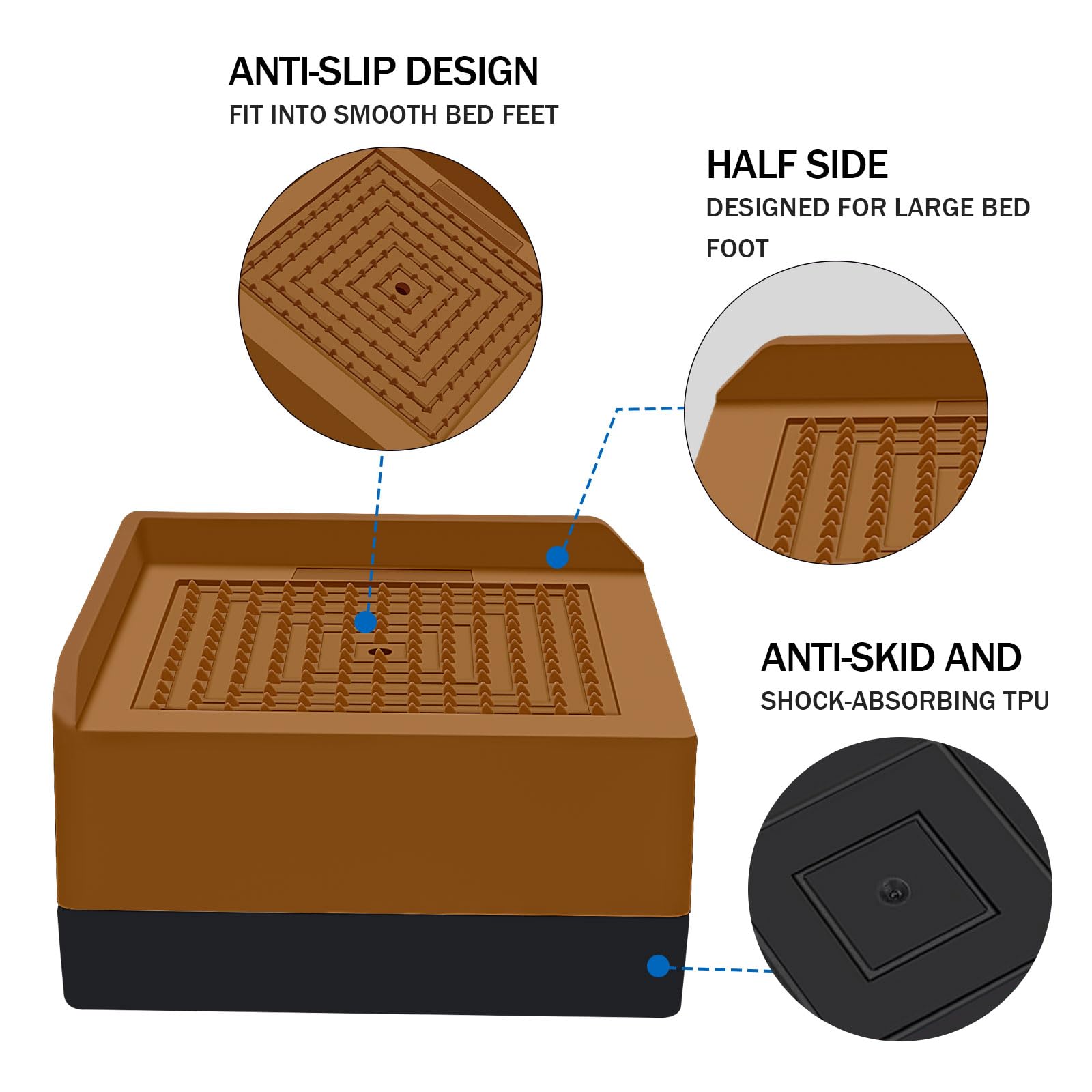 Annkut Bed Furniture Risers 1.5 Inch, Square Adjustable Risers Blocks For Bed Sofa Table And Couch Lifting,Heavy Duty Support Up