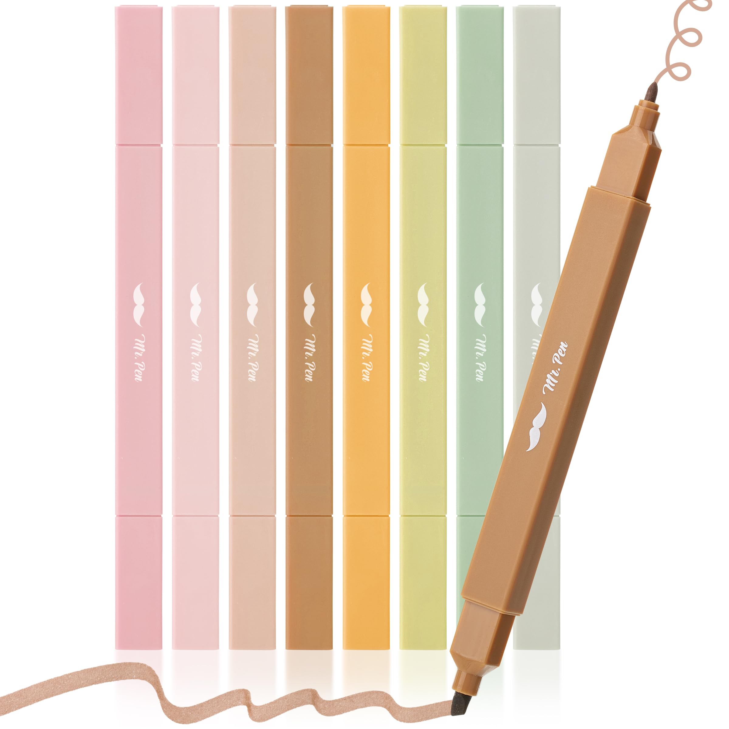 Mr. Pen- Dual Tip Aesthetic Highlighters, 8 Pcs, Chisel & Fine Tips, Earthy Tones, Cute Highlighters Assorted Colors, Bible High