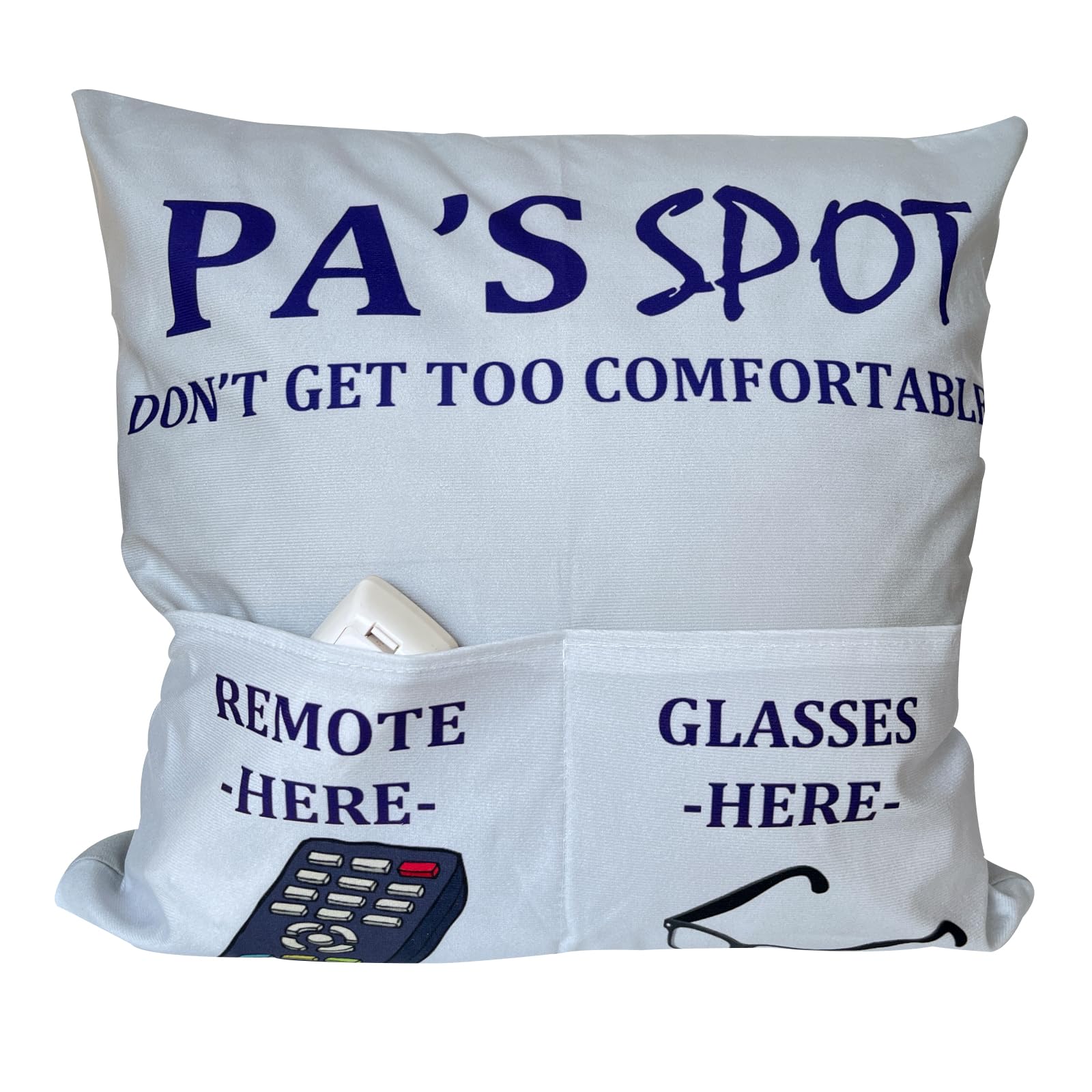 Pa Gifts Dad Grandpa Gifts, 2-Pocket 2-Sided Pa Pillow Covers 18X18 Inch, Fathers Day Birthday Christmas Stocking Stuffers Thank