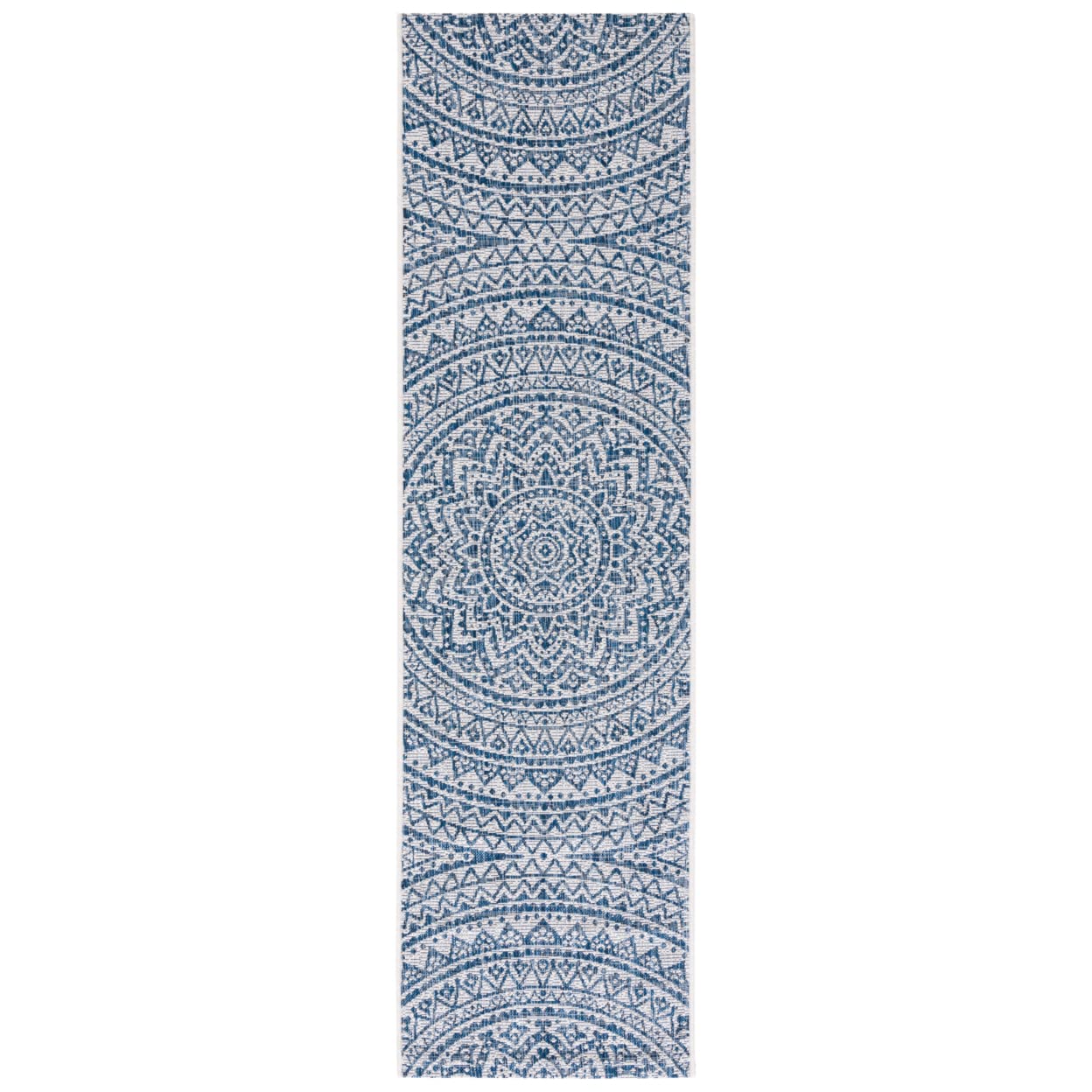 Safavieh Courtyard Collection 2' 3' X 10' Ivory/Navy Cy8734 Indoor/ Outdoor Easy Cleaning Patio Backyard Mudroom Runner Rug