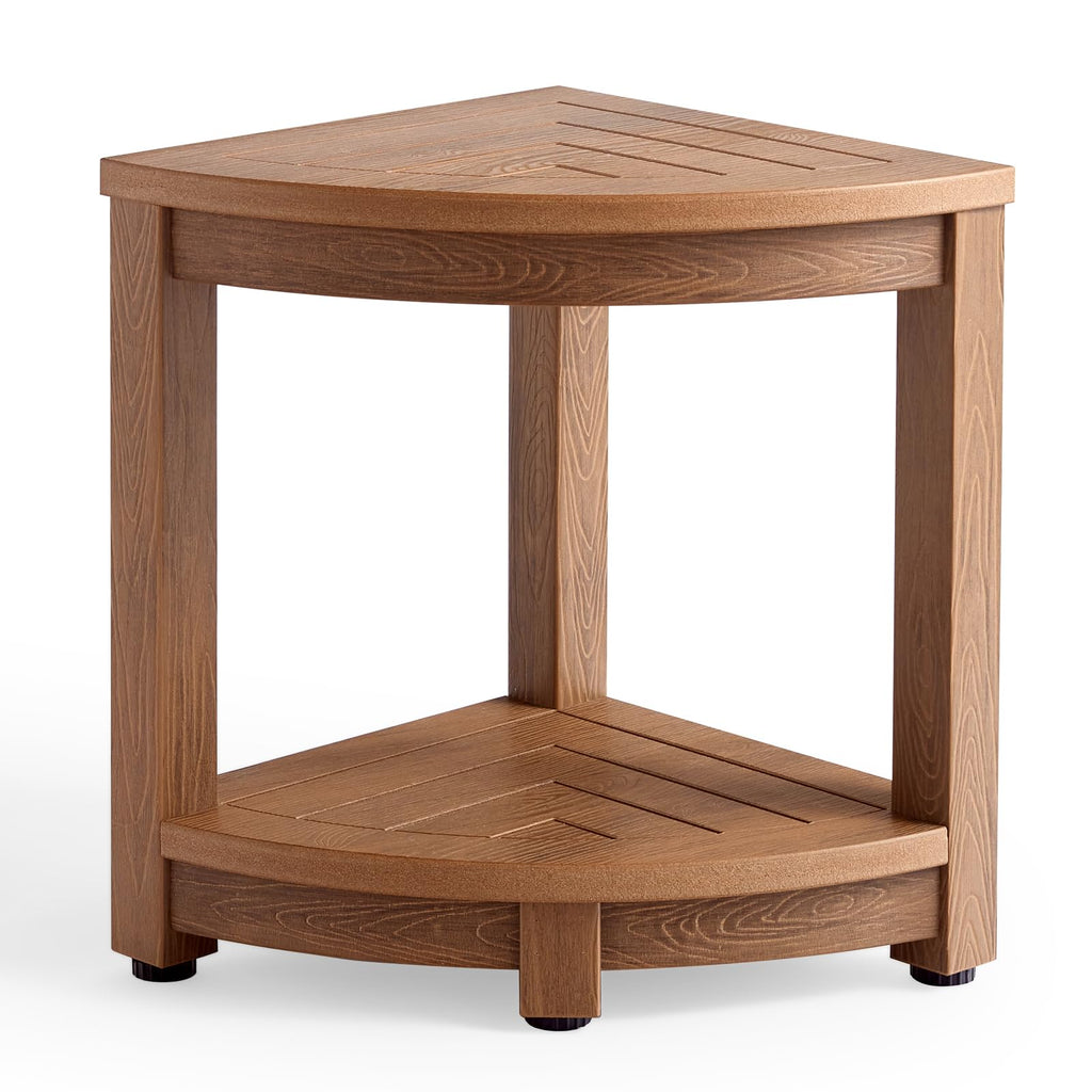 Corner Shower Stool for Shaving Leg, Waterproof Bathroom Shower Bench Seat for Inside Shower, Poly Lumber Plastic Shower Chair S