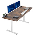 VIVO Electric 71 x 30 in Rustic Standing Desk, Memory Height Adjustment, 1B Series, Holds 220 lbs, Vintage Brown Top White Frame