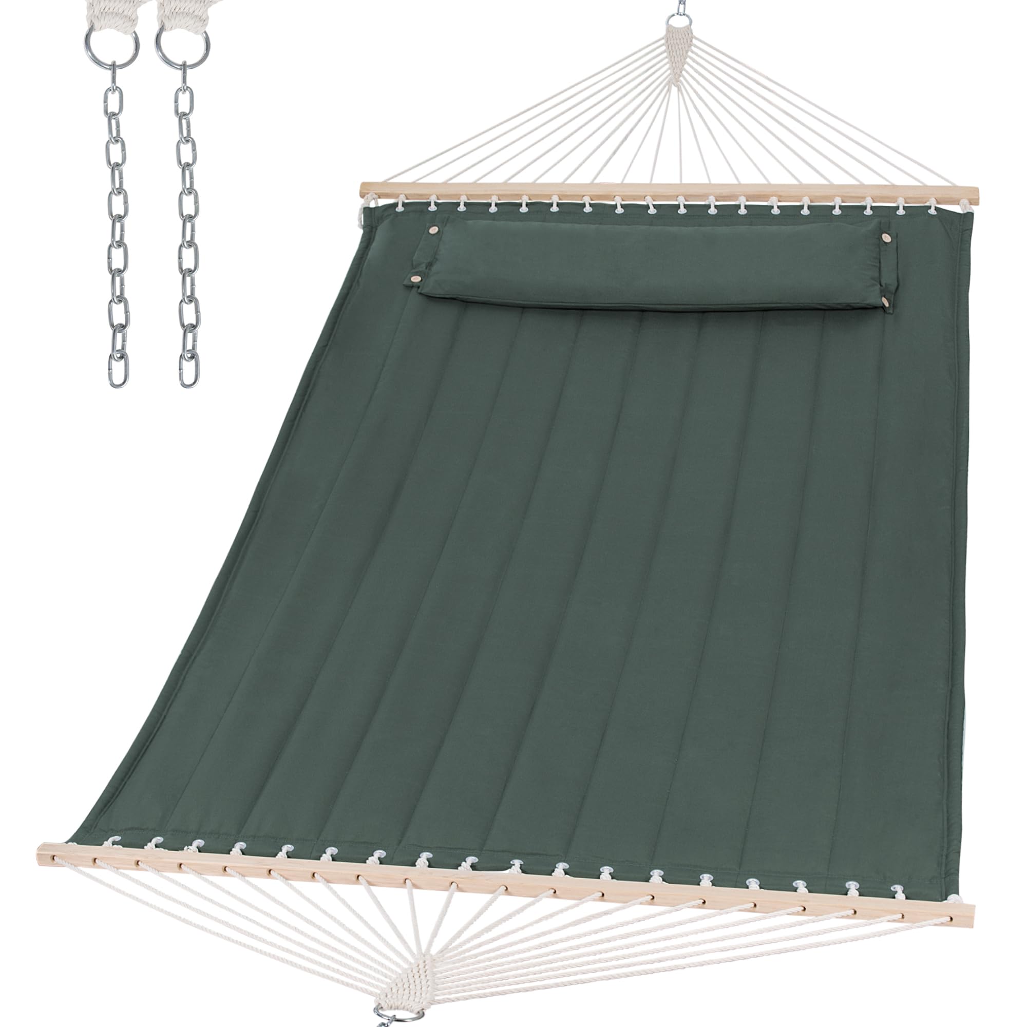 SUNCREAT Hammocks Replacement Hammock for Stand, 475 lbs Capacity, Two Person Backyard Hammock for Outside, Green Gray