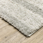 HomeRoots 510864 10 x 13 ft. Ivory & Gray Geometric Shag Power Loom Stain Resistant Rectangle Area Rug
