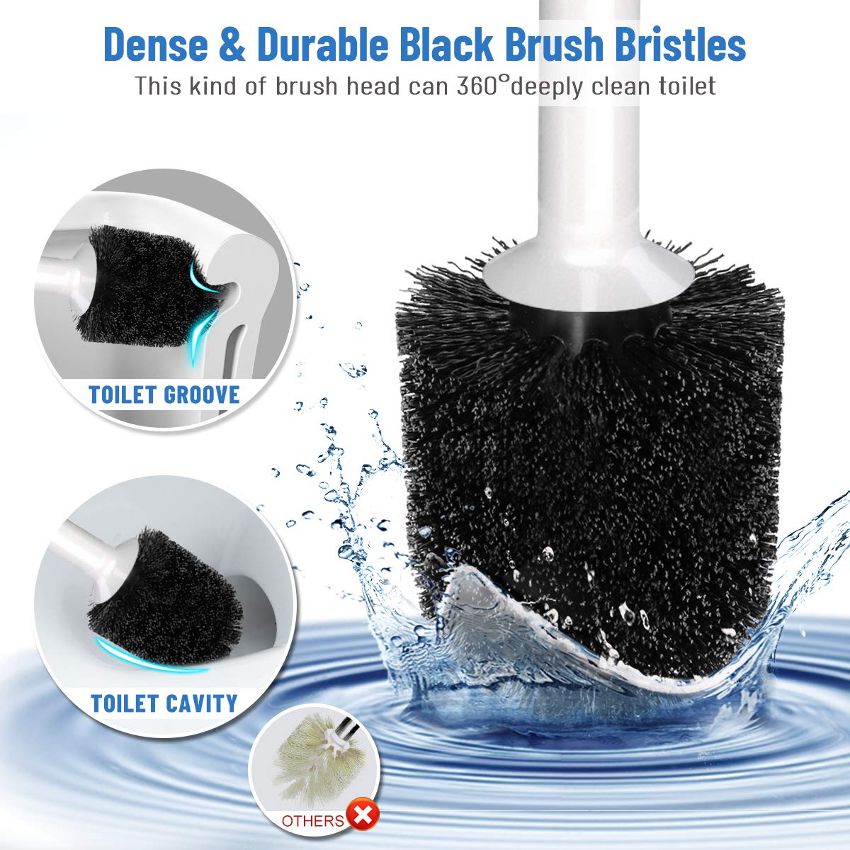 Uptronic Toilet Plunger And Brush, Bowl Brush And Heavy Duty Toilet Plunger Set With Holder, 2-In-1 Bathroom Cleaning Combo With