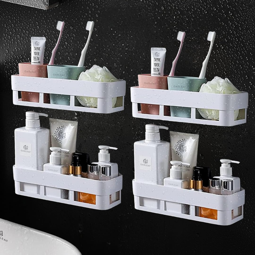 Garleaf No Drill Self Adhesive Wall Shelf  Multipurpose Bathroom Organizer, Kitchen Rack, Shower Caddy, Adhesive Storage Shelve