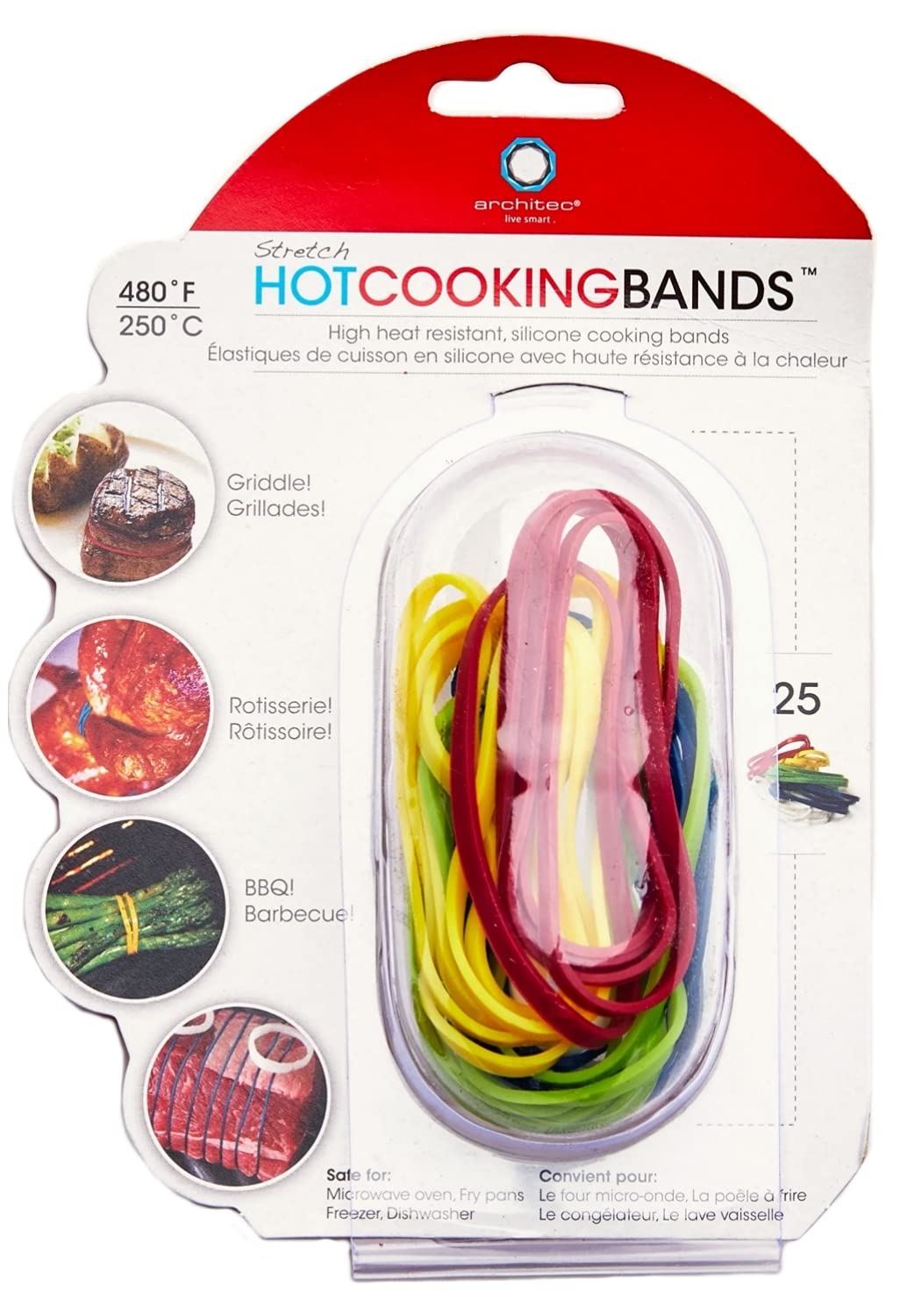 Hic Kitchen Architec Stretch Cooking Trussing Bands, Medical-Grade Silicone, Set Of 25