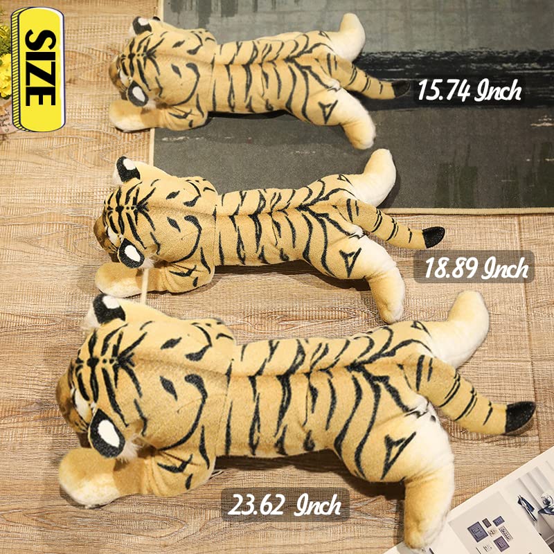 Gisqis Tiger Stuffed Animals, 19' Stuffed Tiger Animal Plush Toys Safari Cute Realistic Tiger Plush Gifts For Kids Soft Pillow