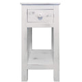 TUP The Urban Port Rustic Wooden Side Accent Table with Cabriole Leg Support, White