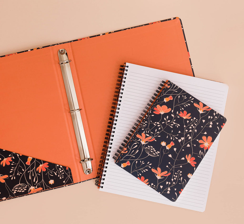 Steel Mill & Co Cute Large Spiral Notebook College Ruled, 11' X 9.5' With Durable Hardcover And 160 Lined Pages, Floral Vines