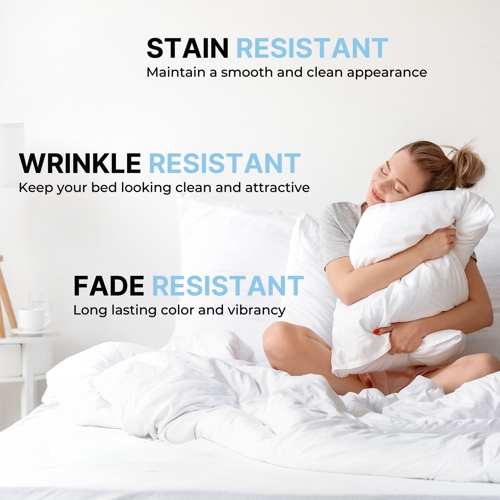 Cgk Unlimited Queen Size Microfiber Pillowcase Set Of 4 - Soft, Premium Quality, Machine Washable, Protective, Sky Blue