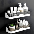 TEKCOOL Wall Mounted Bathroom Shelf Organizer | 2 Tier Plastic Bathroom Rack | No Drill Adhesive Bathroom Accessories for Shampo