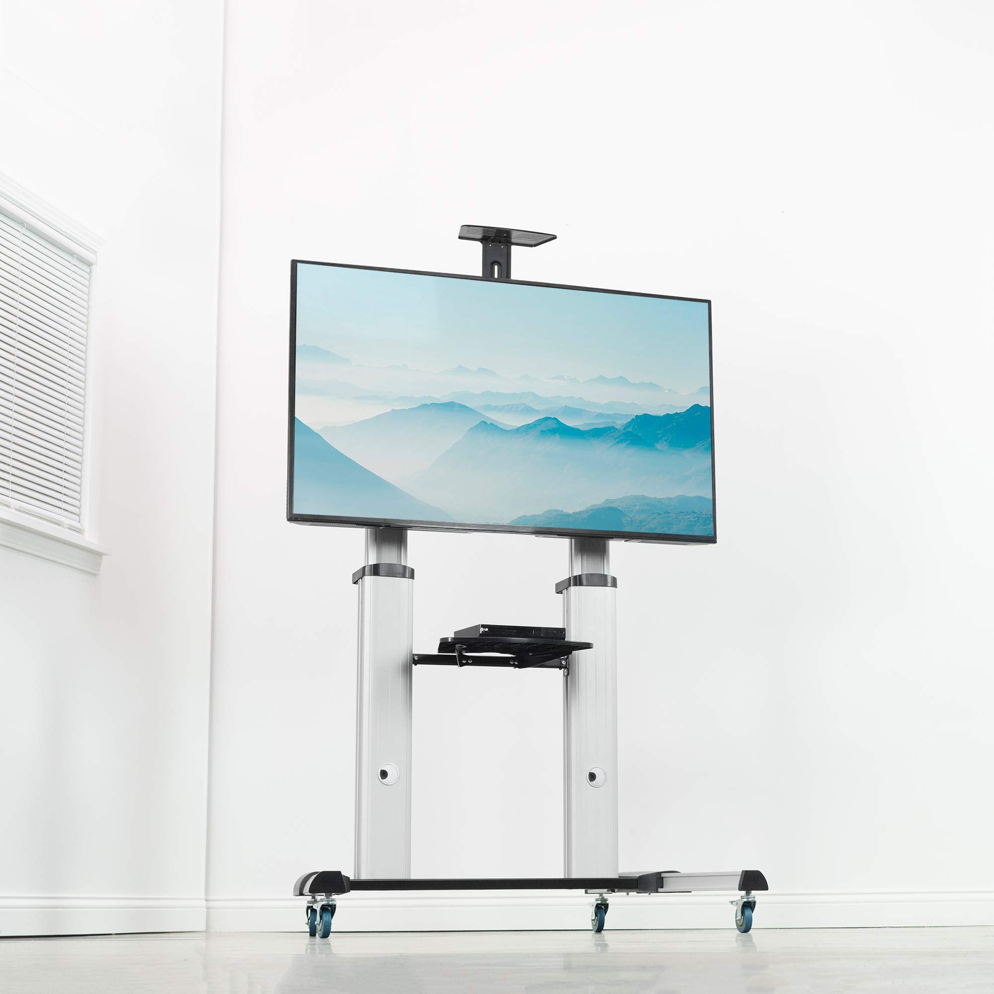 VIVO Ultra Heavy Duty TV Stand Rolling Cart Mount STAND-TV22S Silver Alloy Steel Aluminum 32-100 inch