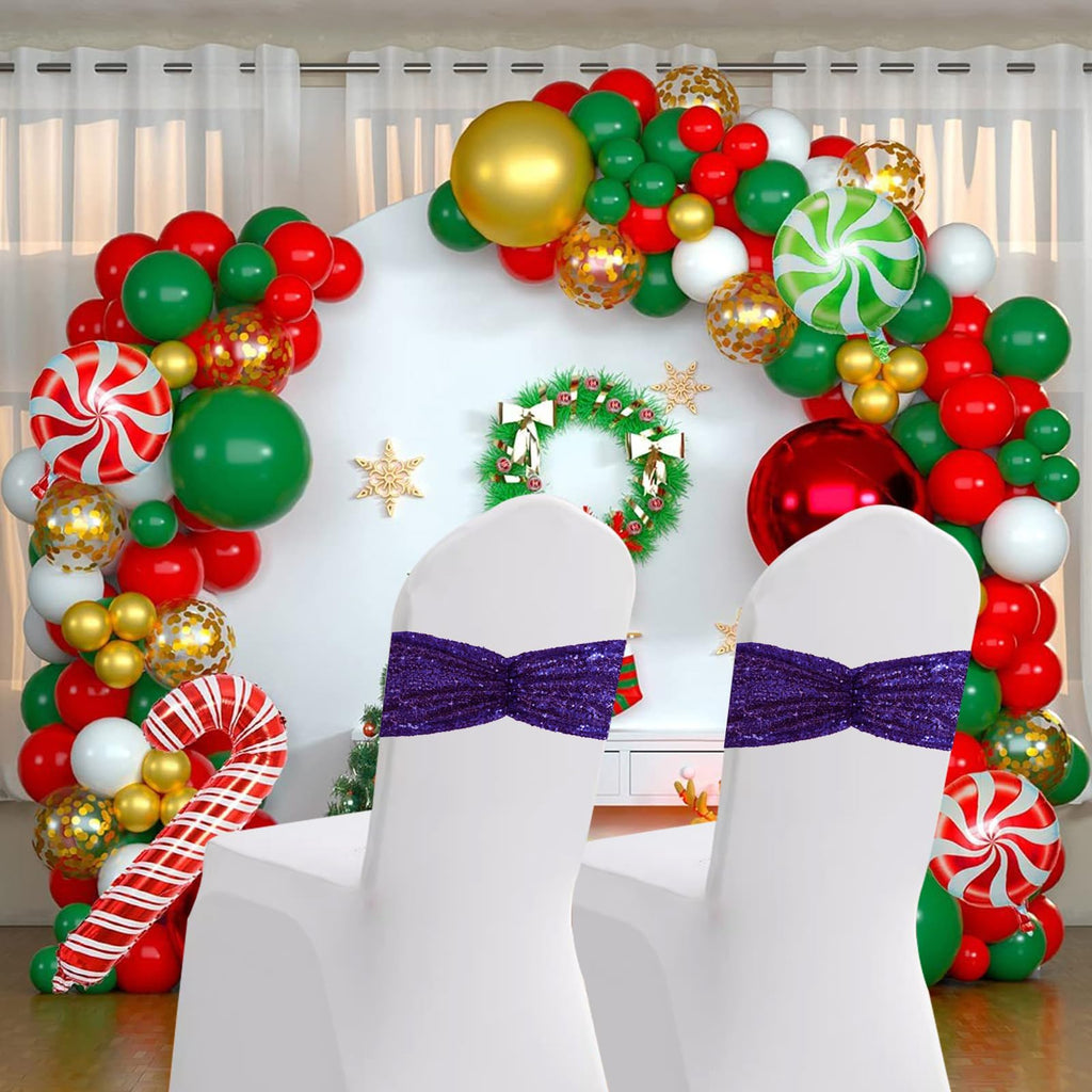 Eternal Beauty Set Of 20 Sequin Chair Sashes Purple Chair Sashes For Wedding Hotel Party Banquet Chairs Decorations