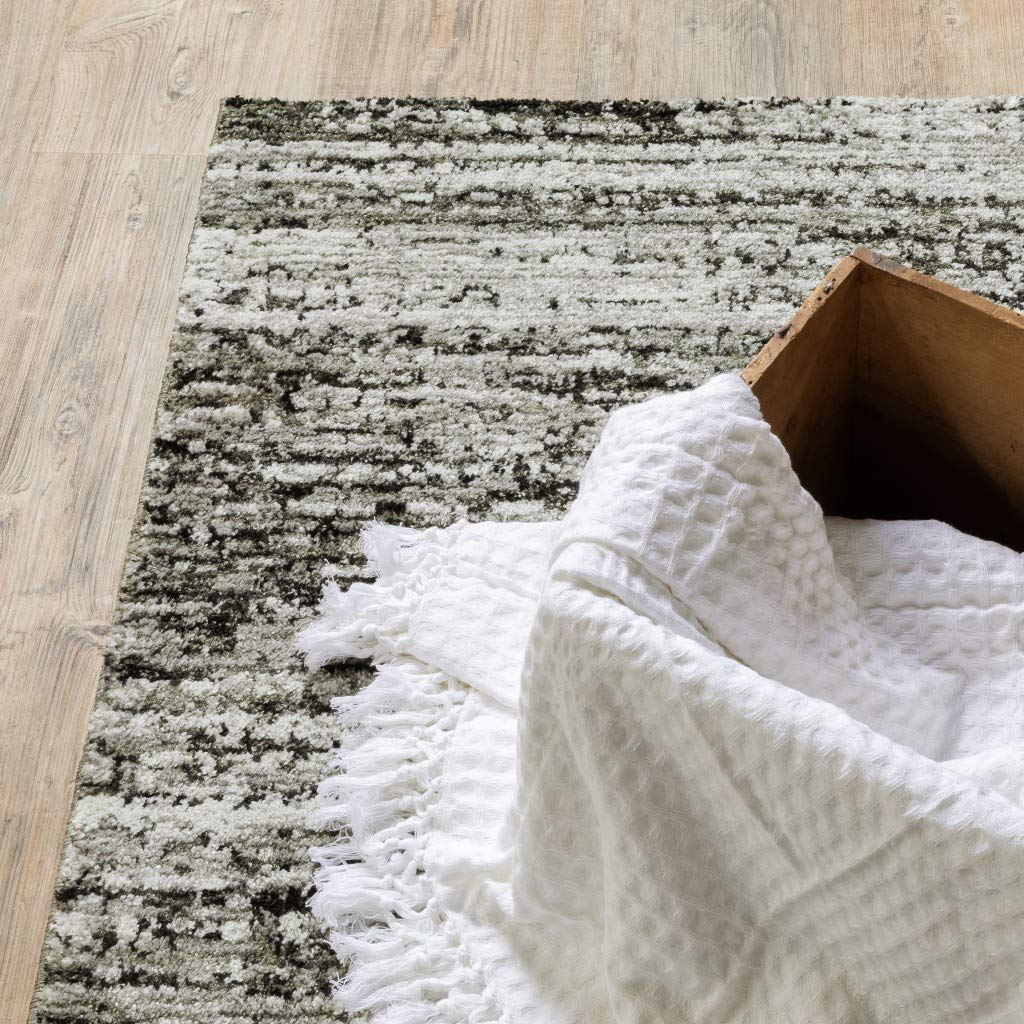 HomeRoots Nylon, Polypropylene 2'x8' Ash and Slate Abstract Runner Rug