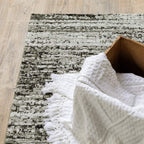 HomeRoots Nylon, Polypropylene 2'x8' Ash and Slate Abstract Runner Rug
