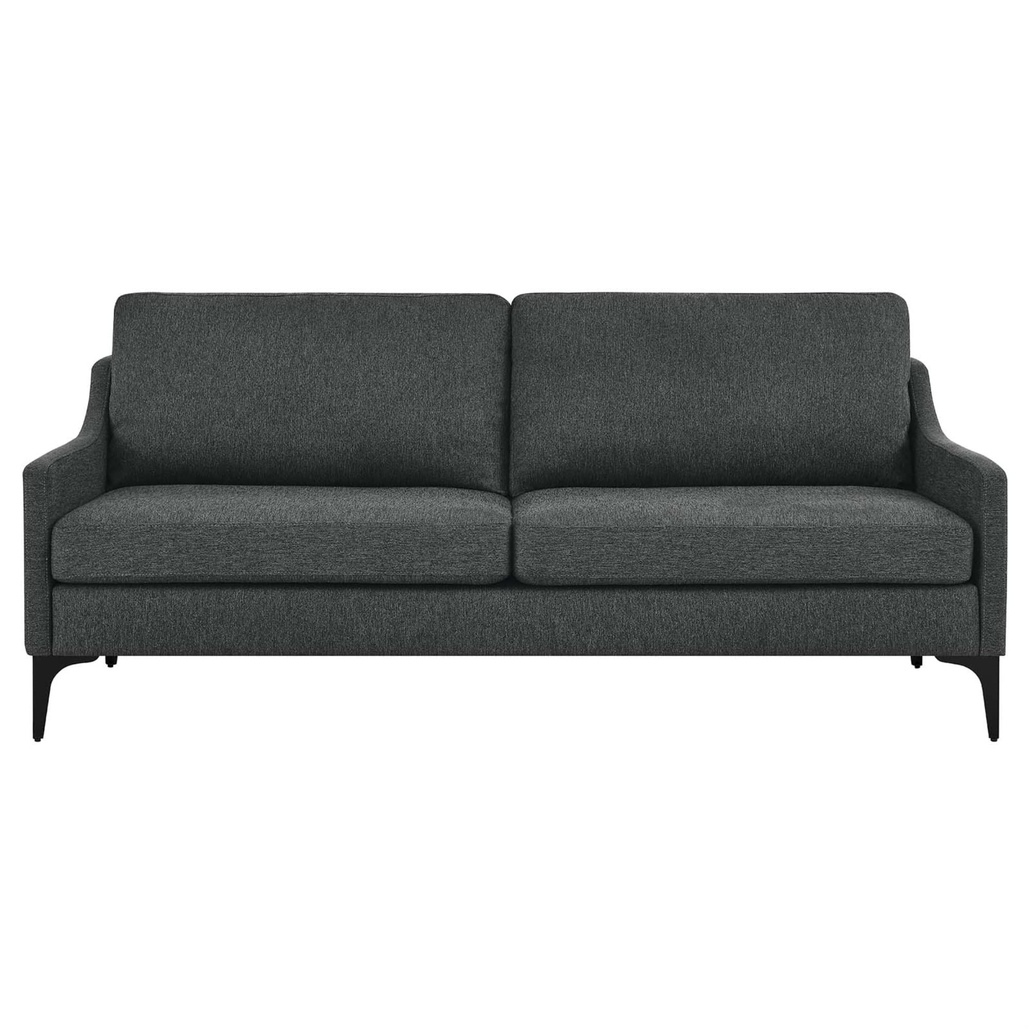 Modway Corland Upholstered Fabric And Metal Sofa In Charcoal