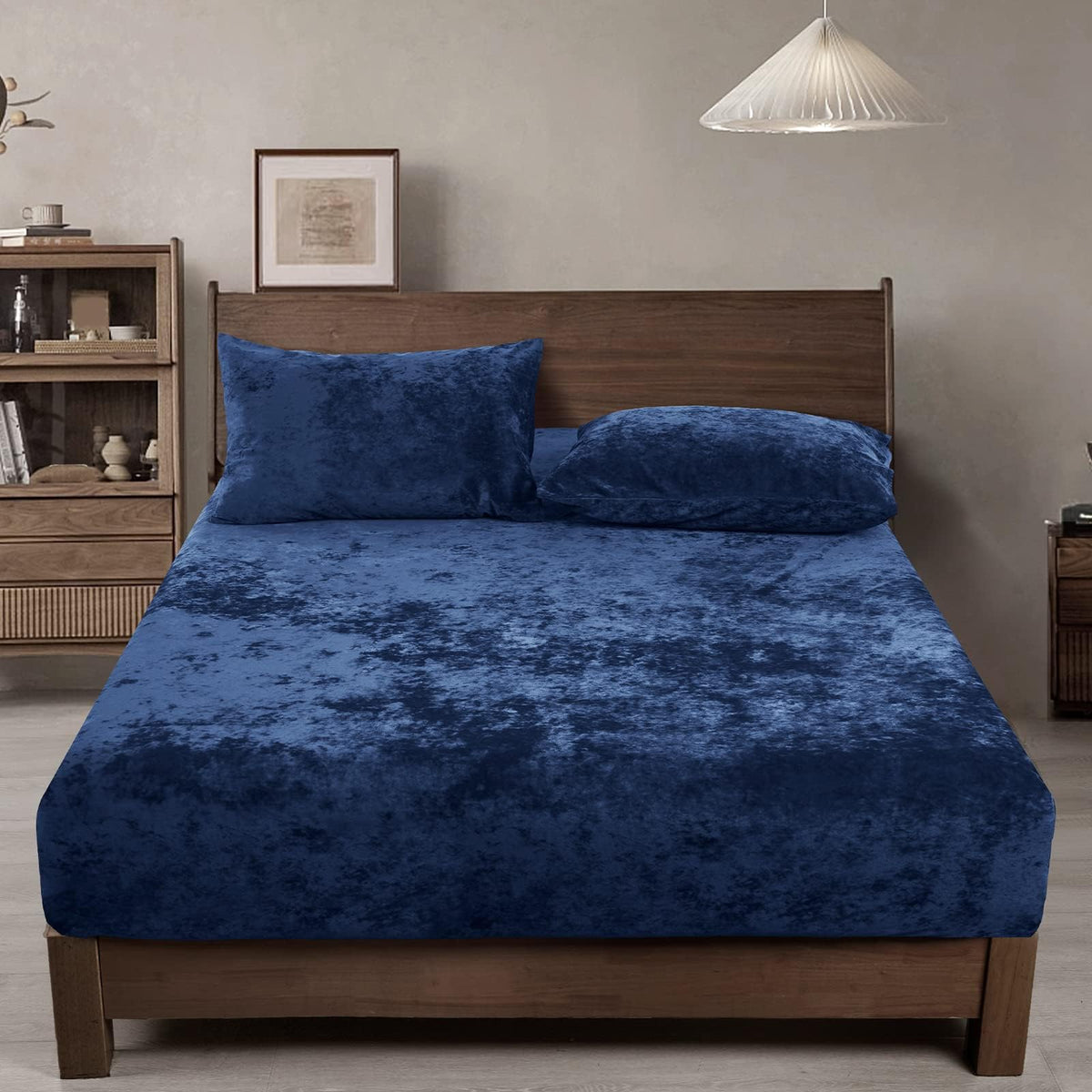 Phf Truly Velvet Fitted Sheet Full Size, 1 Pack Luxury Super Soft Cozy Comfy Fleece Bottom With 15' Deep Pocket, Suitable For F