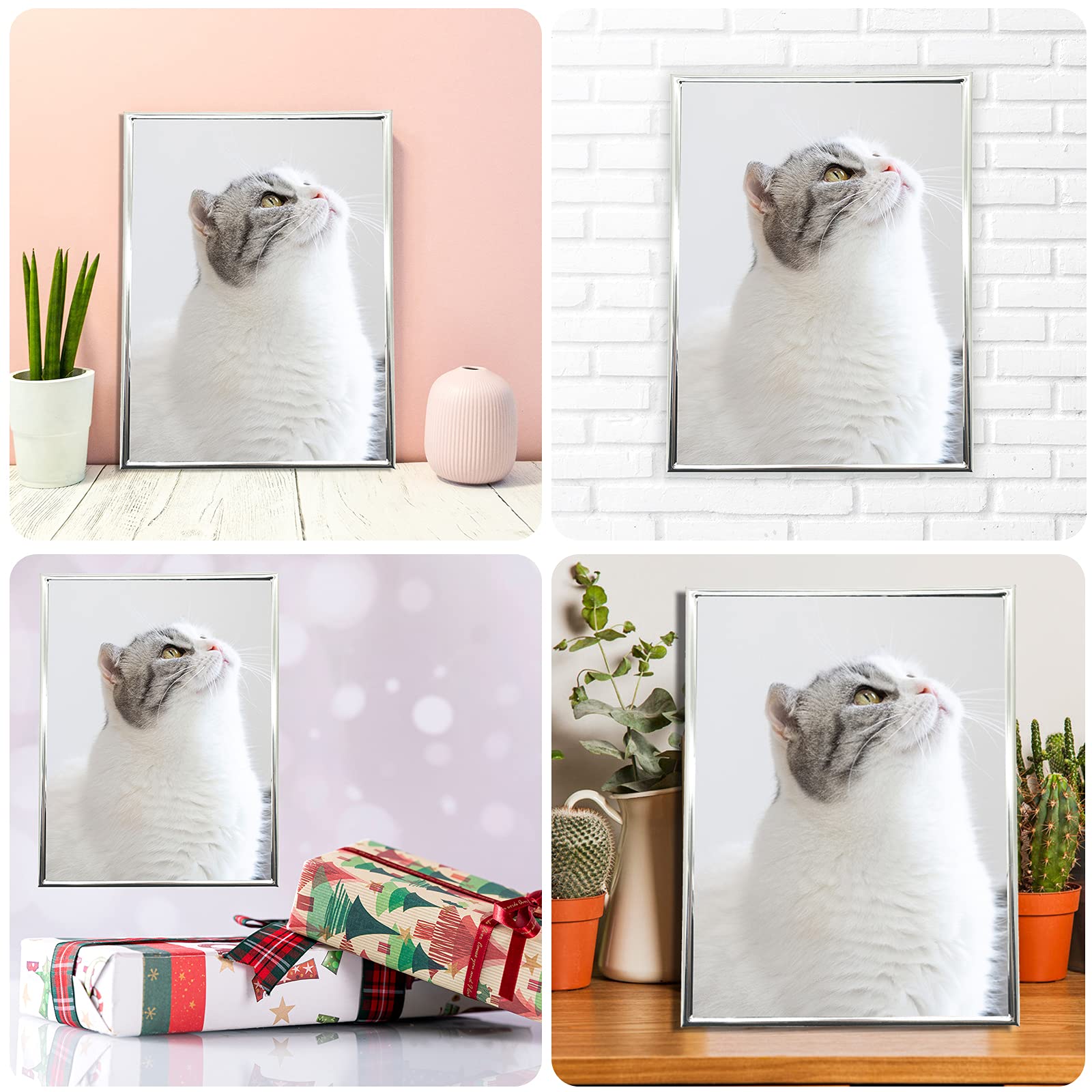 Decanit 4X6 Picture Frame Metal, Thin Profile Photo Frame 4 By 6 Inch, Display For Wall Or Tabletop,Silver