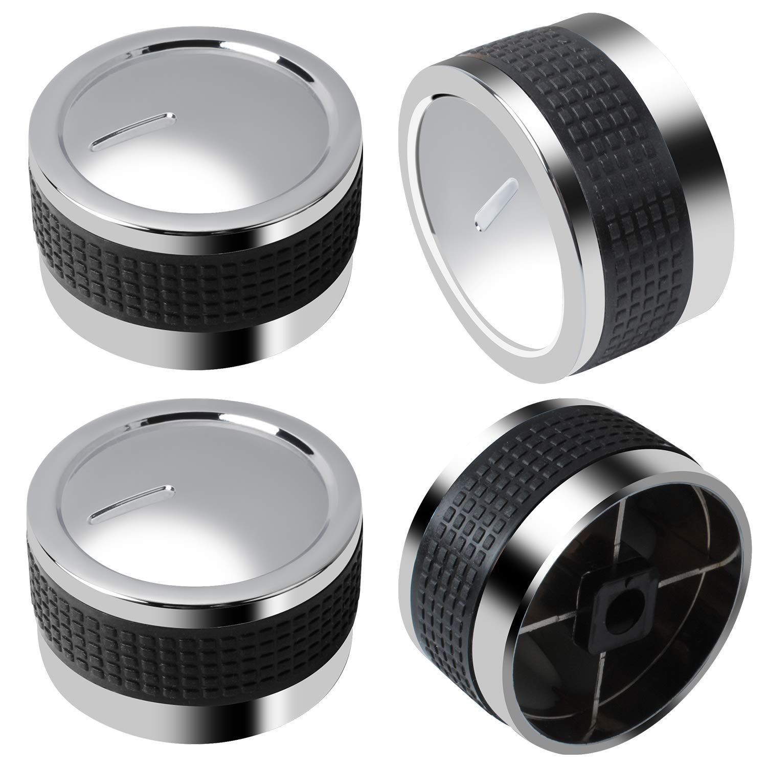 Gas Grill Universal Knobs, Grill Control Knob Replacement Chrome Plated Plastic With Nonslip Grip Fit For Bbq D-Shape Valve Stem