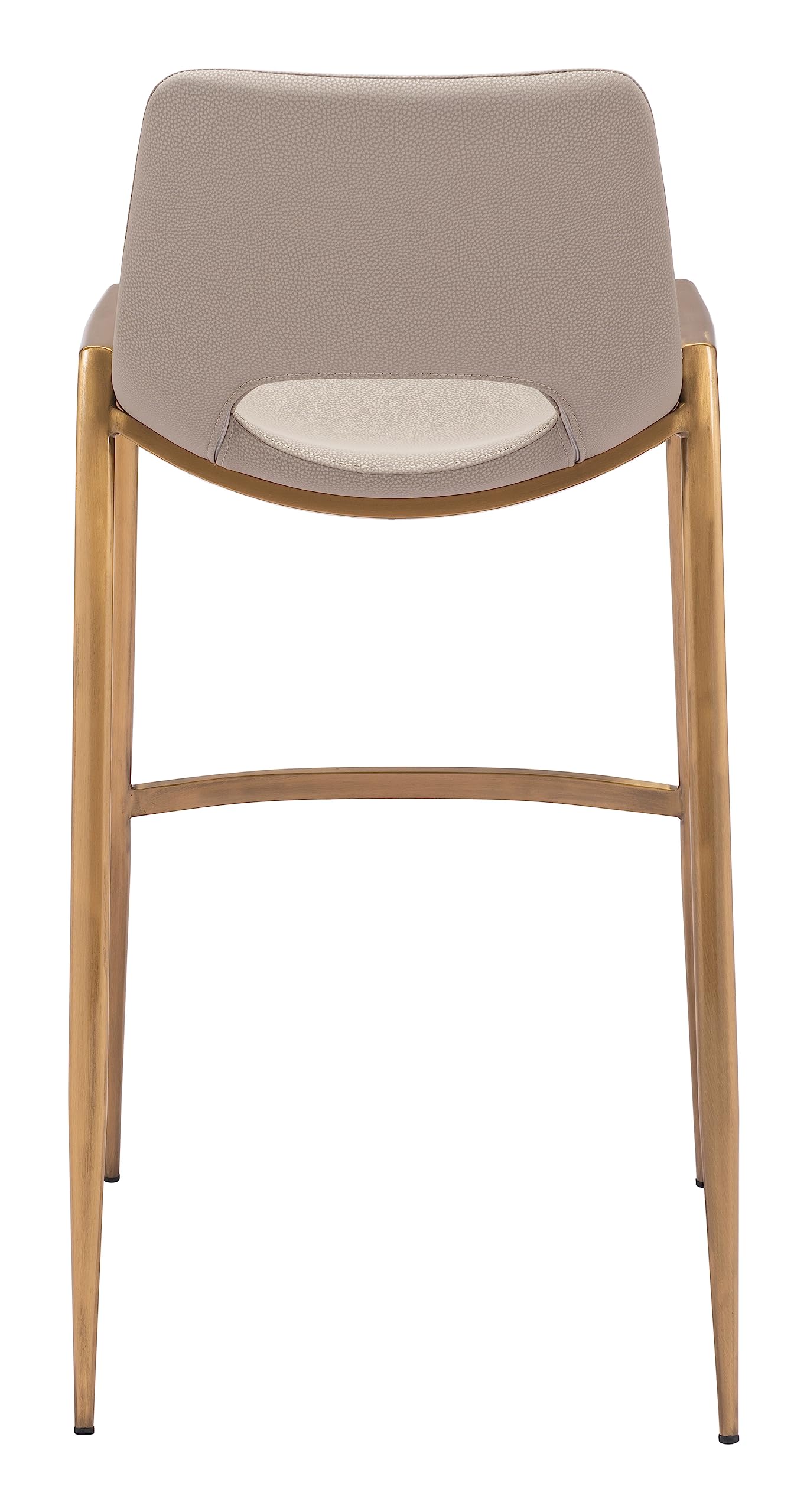 Zuo Desi Gold 29.3&quot; Engineered Wood & Fabric Barstool in Beige/Gold