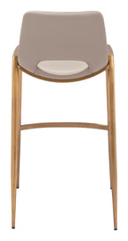 Zuo Desi Gold 29.3" Engineered Wood & Fabric Barstool in Beige/Gold