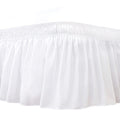 Biscaynebay Wrap Around Bed Skirts For King & Cal King Beds With Short Drop Of 12', White Adjustable Elastic Dust Ruffles Easy