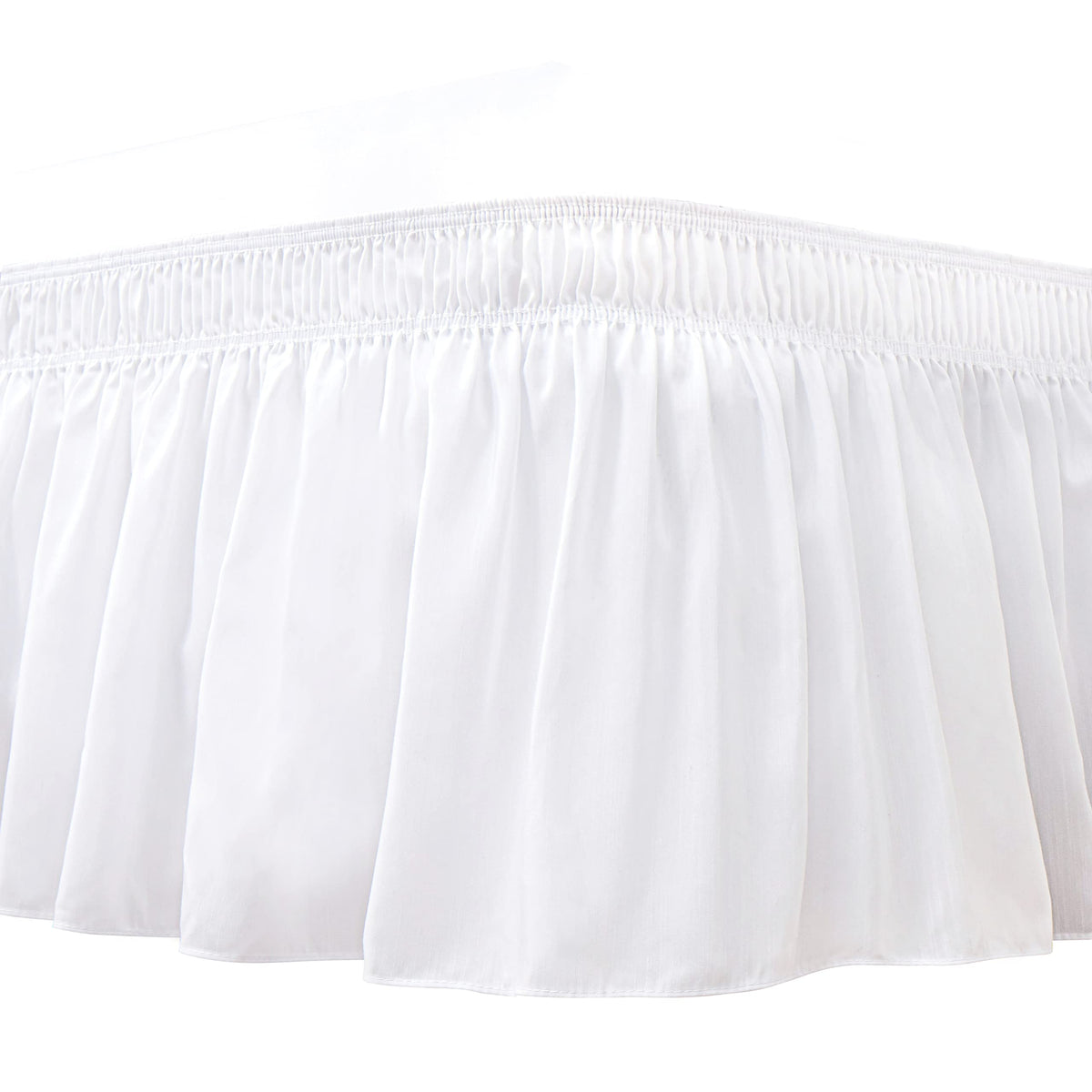 Biscaynebay Wrap Around Bed Skirts For King & Cal King Beds With Long Drop Of 18', White Adjustable Elastic Dust Ruffles Easy F