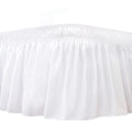 Biscaynebay Wrap Around Bed Skirts For Queen Beds 15' Drop, White Adjustable Elastic Dust Ruffles Easy Fit Wrinkle & Fade Resis