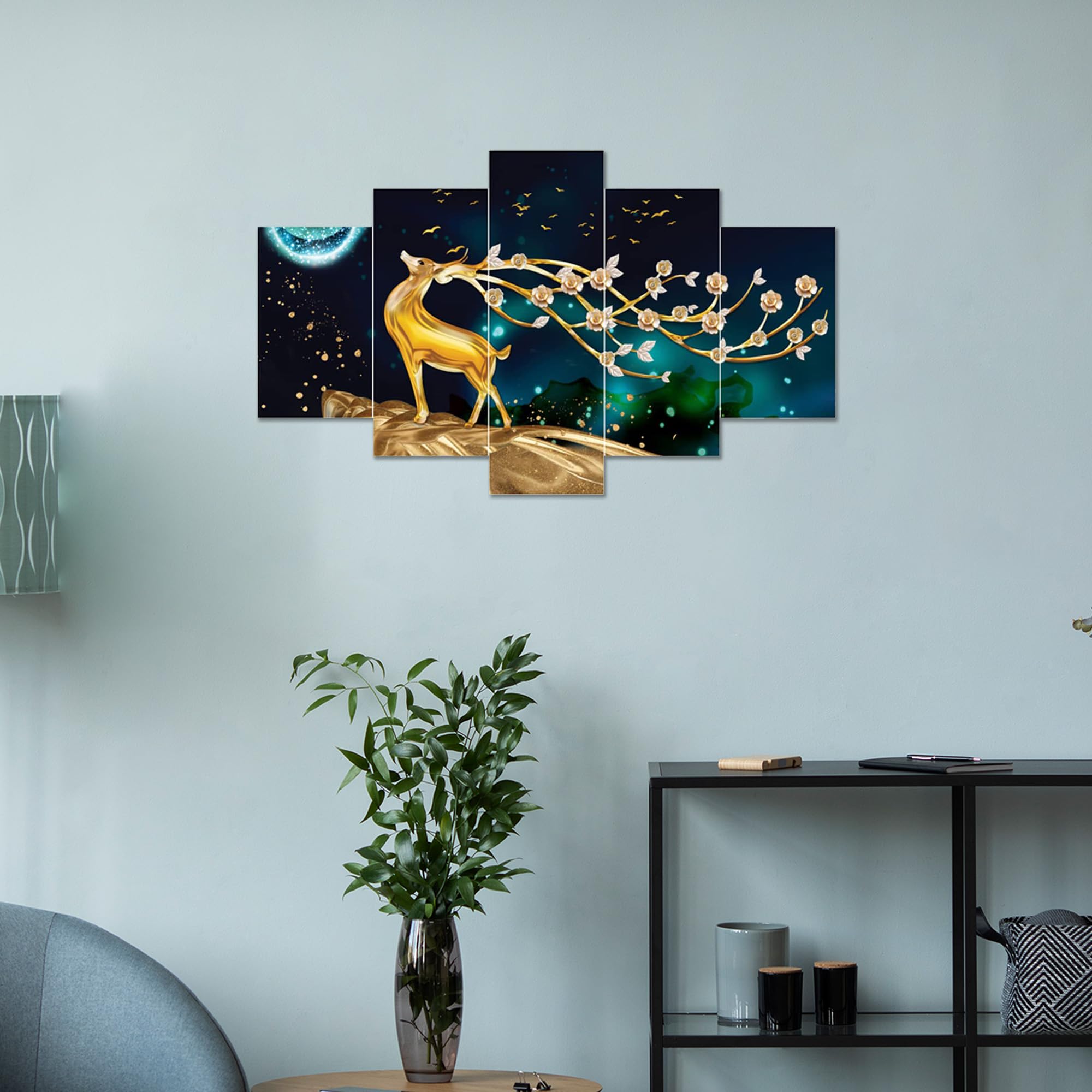 AlertEra Industries Wall Paintings | Wood Wall Art for Bedroom | Deer Printed Wall Sculpture | Painting for office | Painting fo