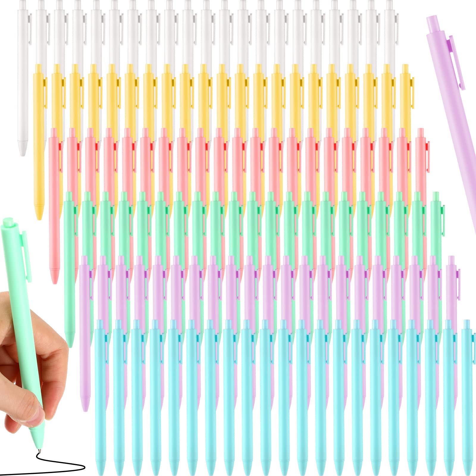 Yexiya 150 Pcs Retractable Gel Ink Pens Bulk Cute Pens Pastel Gel Ink Pens 0.5Mm Fine Point Macaron Style Writing Pens Cute Blac