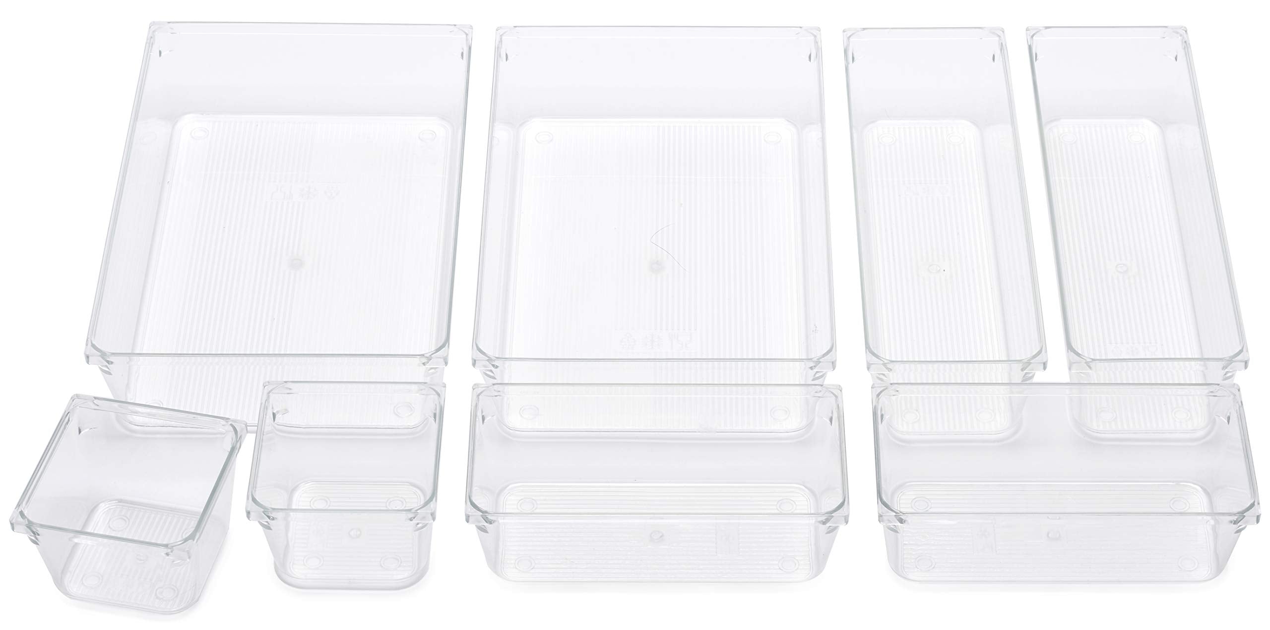 Masirs Clear Drawer Organizer - Easily Organize And Customize The Layout Of Drawers. Great For Office Desk, Utensils, Cosmetics