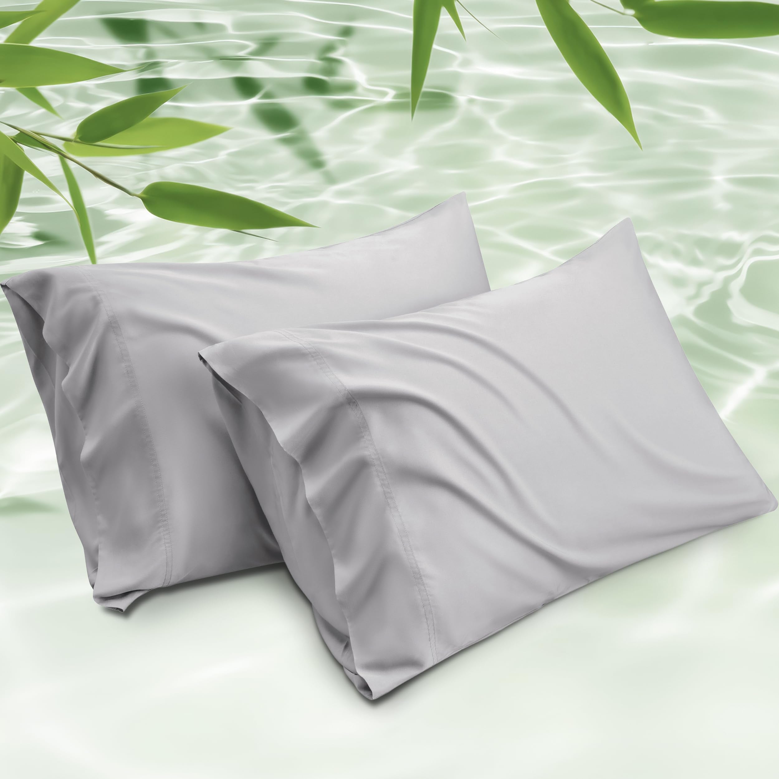 Bedsure Cooling Pillow Cases Standard Size 2, Rayon Derived From Bamboo Cooling Pillowcase For Hot Sleepers, Soft & Silky Pillow