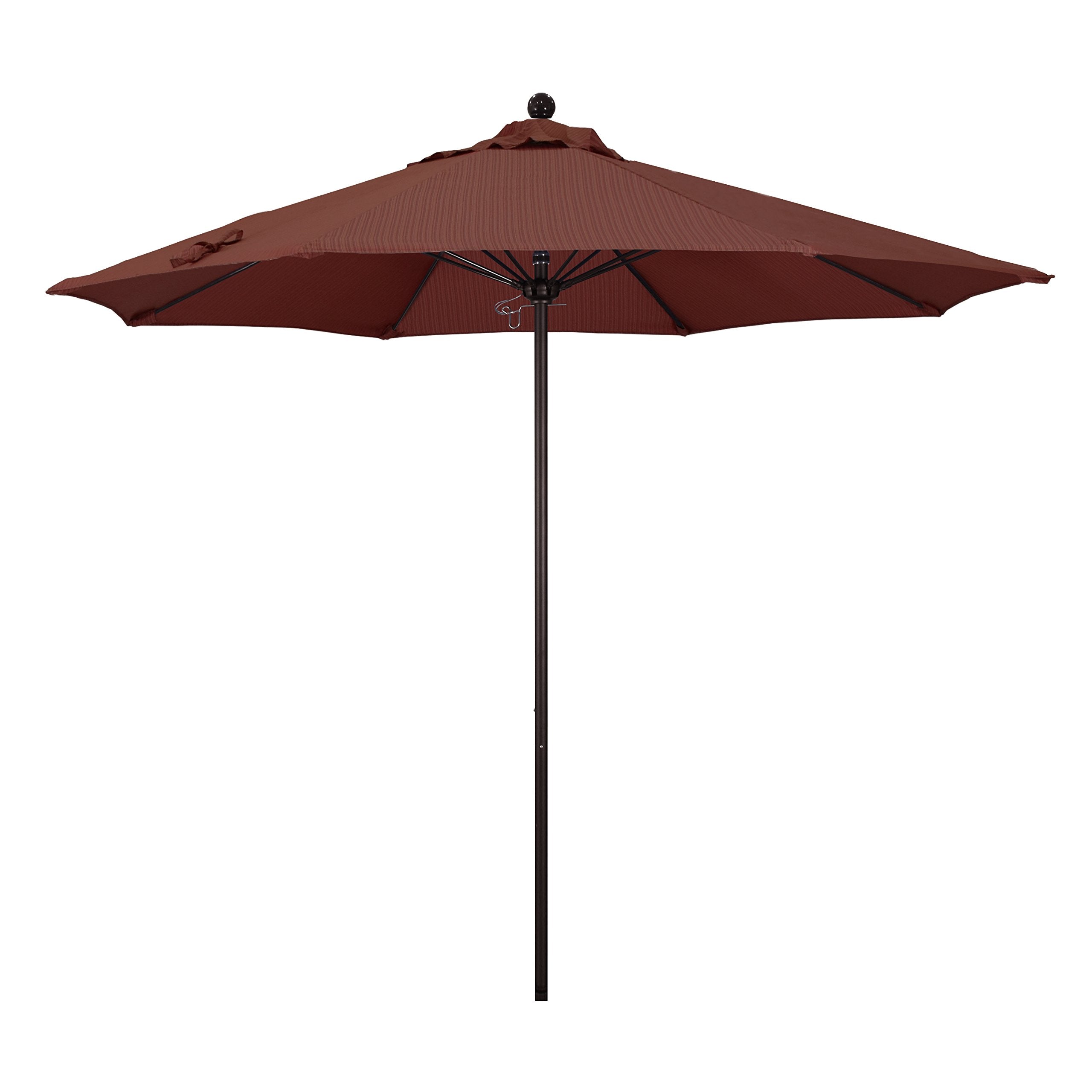 California Umbrella 9' Round Aluminum/Fiberglass Umbrella, Push Open, Bronze Pole, Olefin Terrace Adobe