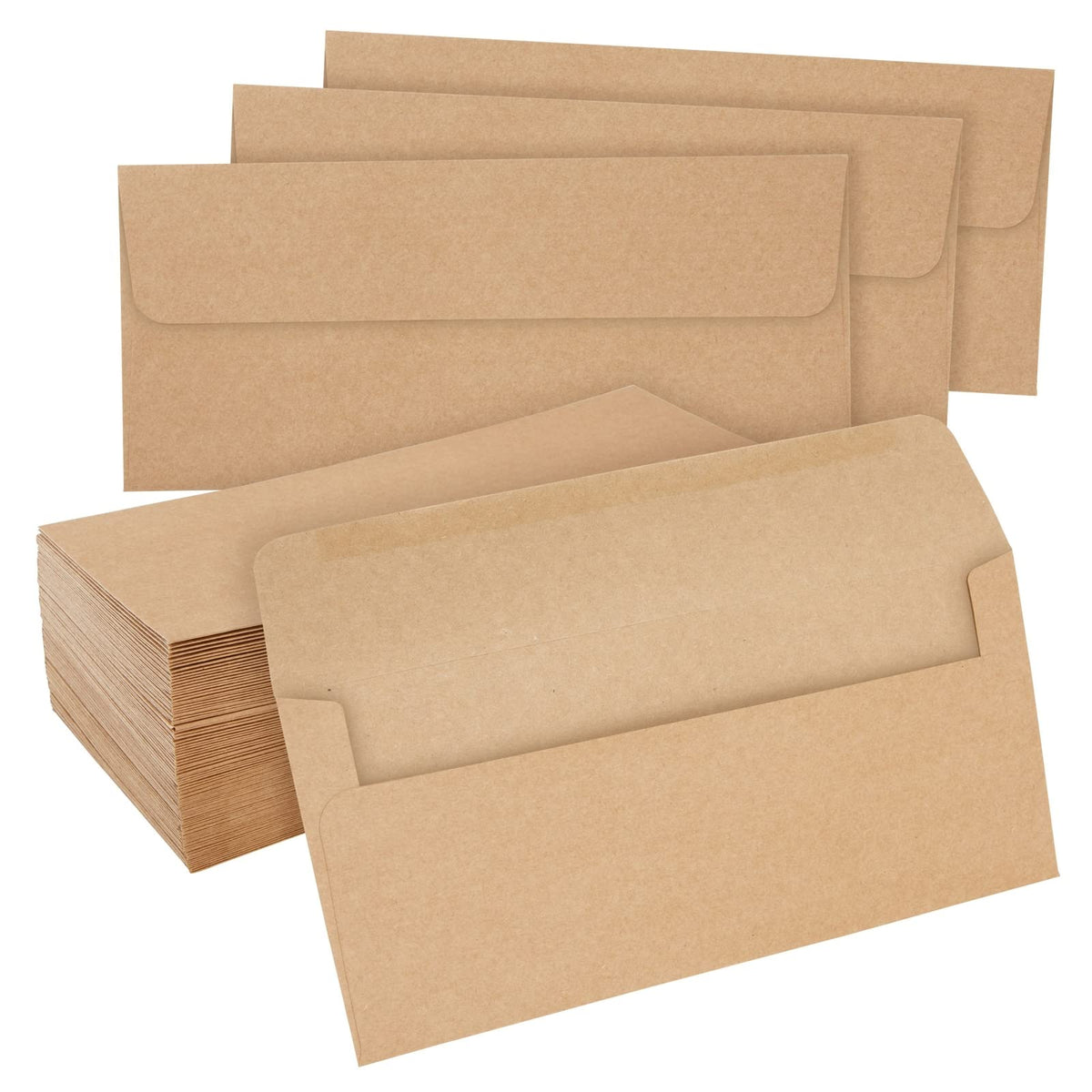 100-Pack #10 Brown Kraft Paper Business Envelopes Bulk For Checks, Invoices, Gift Certificates, Mailing Letters, Invitations, Do