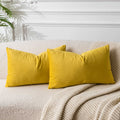 Juspurbet Yellow Lumbar Velvet Throw Pillow Covers 16X24 Inch Set Of 2 For Living Room Couch Sofa Bedroom Decorative Rectangle S