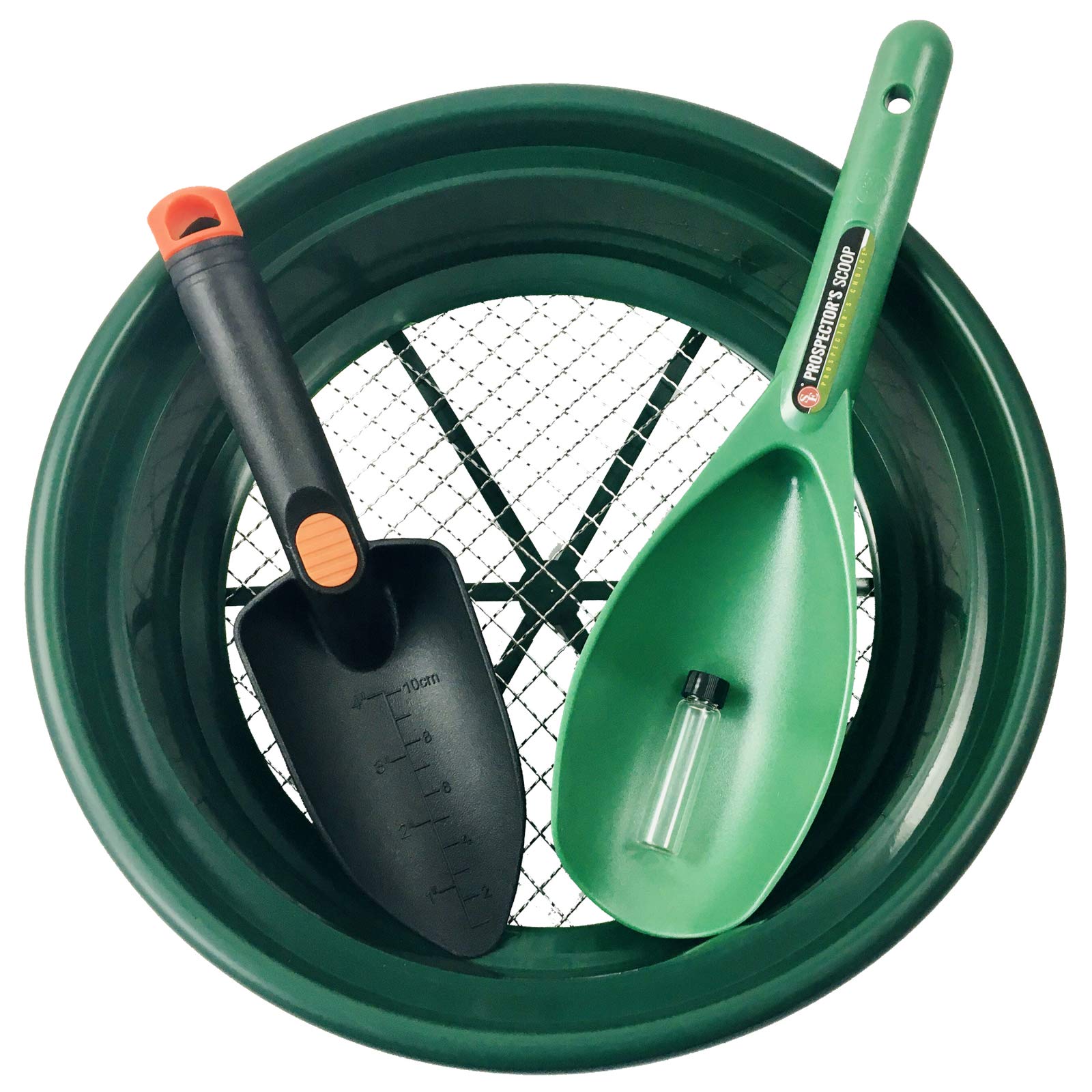 Asr Outdoor Gold Panning Accessory Tools Kit With Green And Black Trowels 4Pc