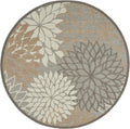 HomeRoots 521649 10 ft. Natural Round Floral Power Loom Area Rug