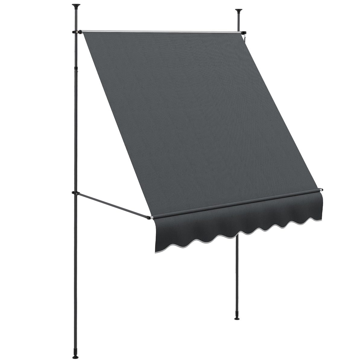 Outsunny Manual Retractable Awning, 79' Non-Screw Patio Sun Shade Shelter With Support Pole Stand And Uv Resistant Fabric For W